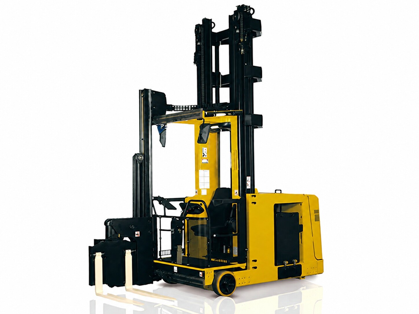 Very narrow aisle forklift used for specialist operator training